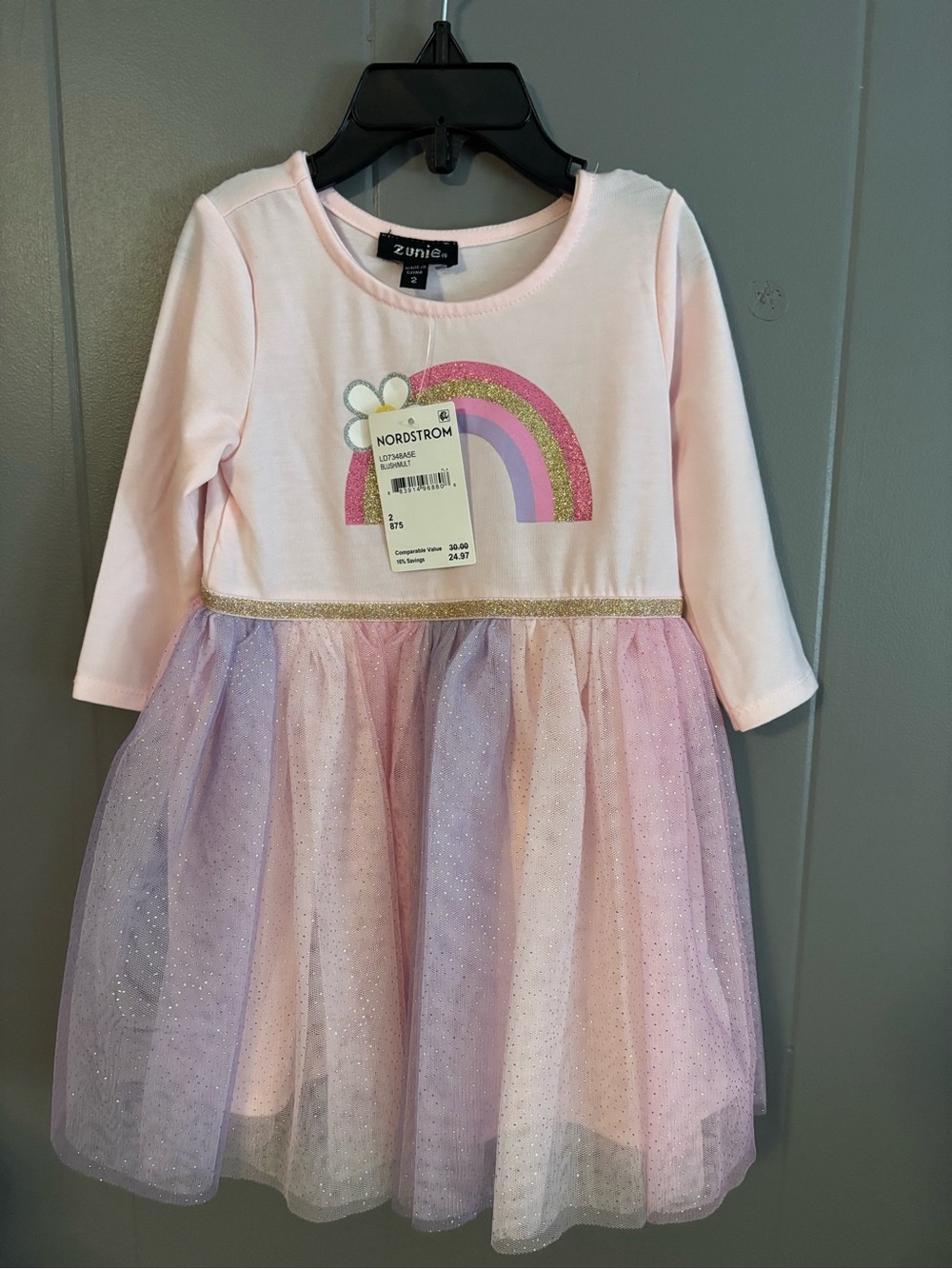 Zunie Pastel Rainbow Tulle Dress with Gold Waist